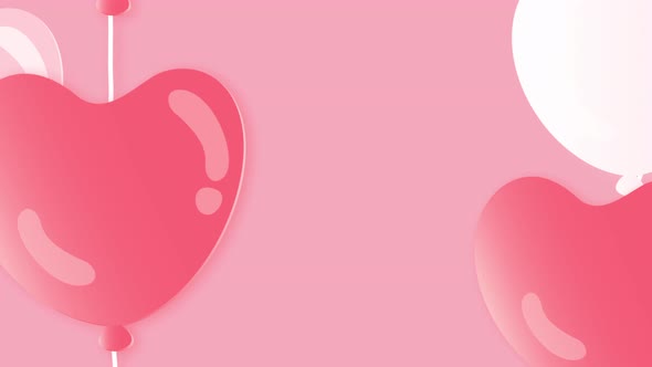 14 FEB Valentine's day motion graphic with heart balloons on pink background