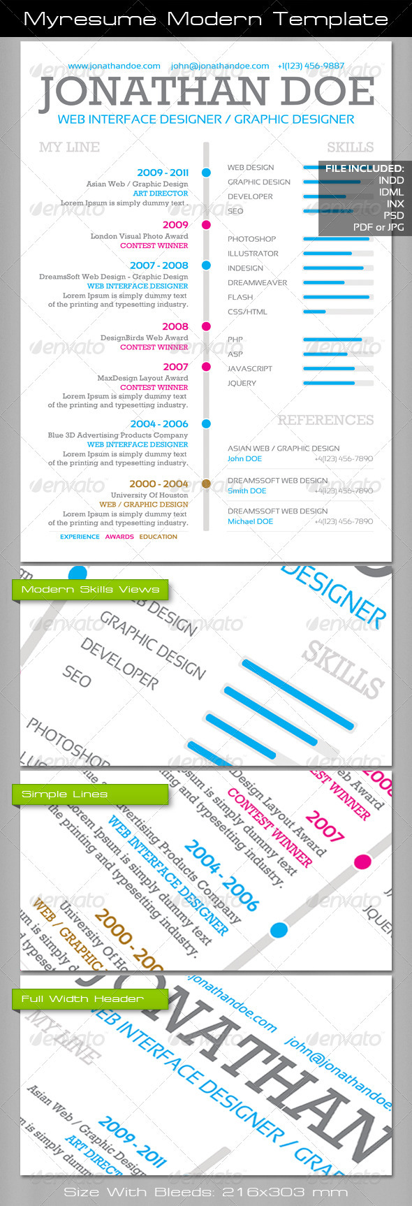 Myresume Modern Template - Resumes Stationery