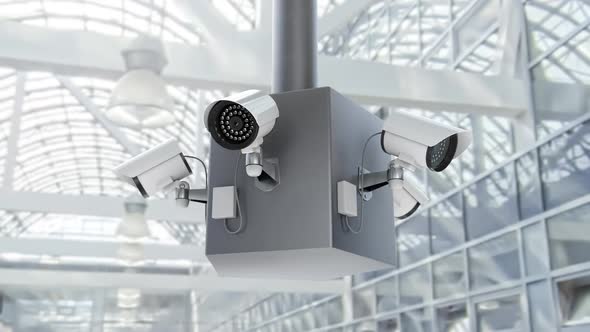 Security Cameras Monitoring the People and Crime at the Private Public Area alt