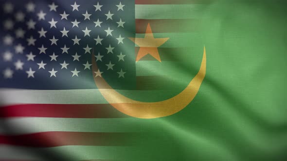 USA Mauritania Flag Loop Background 4K