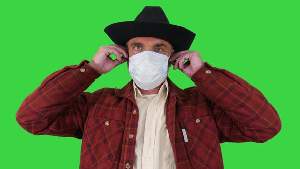 Farmer Taking Off Medical Mask and Taking a Deep Breath Coronovirus Pandemic Is Over on a Green alt