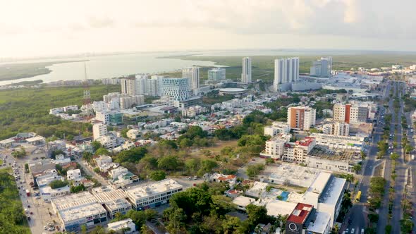 Aerial View of the Downtown in Cancun alt