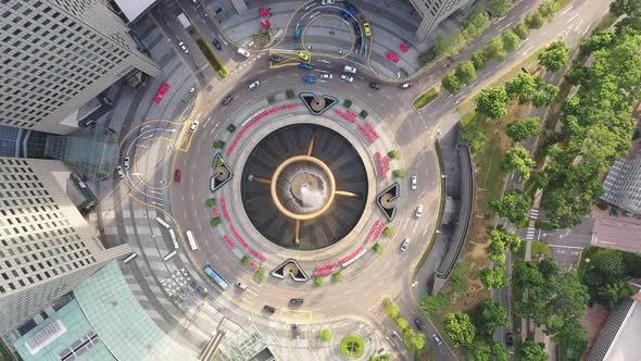 Aerial Top view Fountain of Wealth at Suntec city in Singapore,
