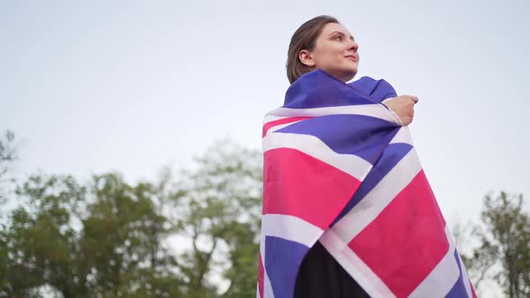 English Patriotism, British Woman with National Symbol of Her Country