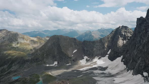 Aerial view; drone flying near hikers group