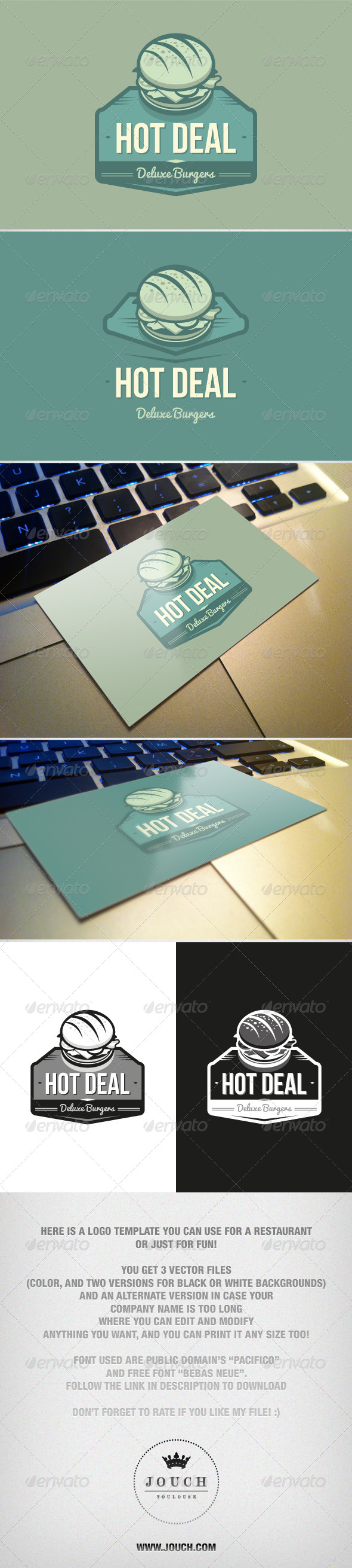Vintage Restaurant Vector Logo Template - Food Logo Templates