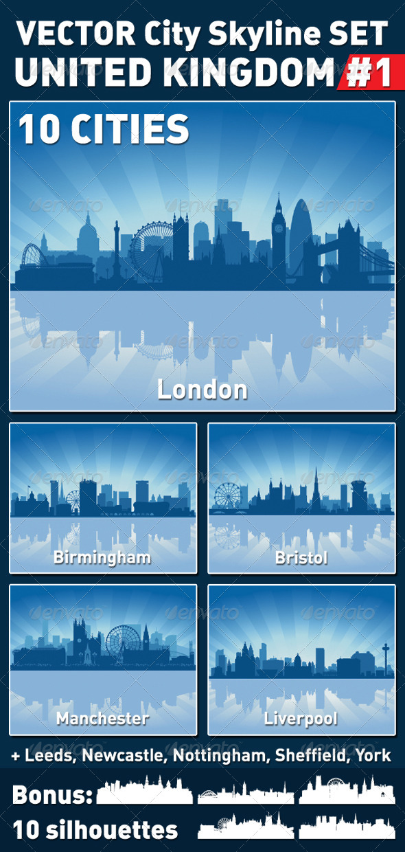 Vector City Skyline Set. United Kingdom #1 - Buildings Objects