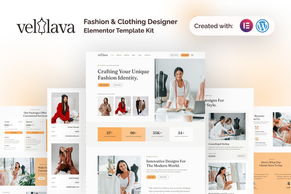 Vellava - Fashion & Clothing Designer Elementor Template Kit