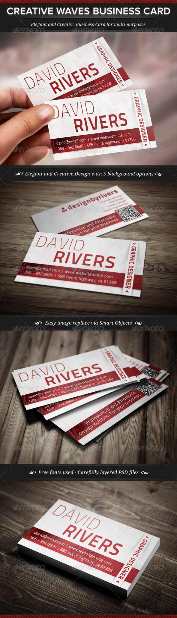Creative Waves Corporate Business Card - Corporate Business Cards