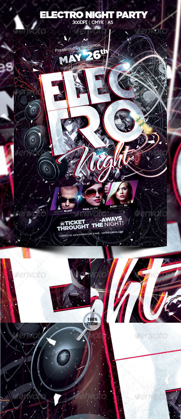 Electro Night Party - Flyers Print Templates