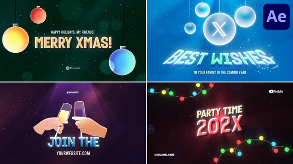 Xmas Posters Typography | After Effects Titles template preview