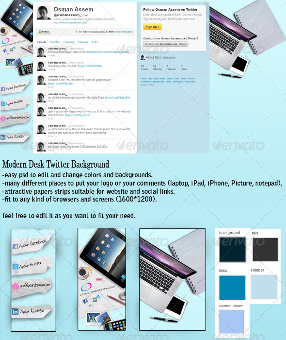 Modern Desk Twitter Background - Twitter Social Media