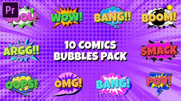 Comic Bubbles Pack MOGRT for Premier Pro, Premiere Pro Templates ...