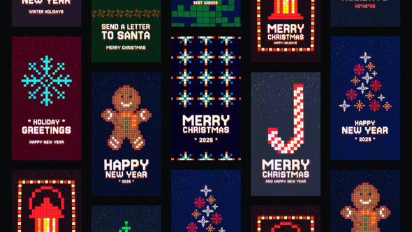 New Year Pixel Stories Openers template preview
