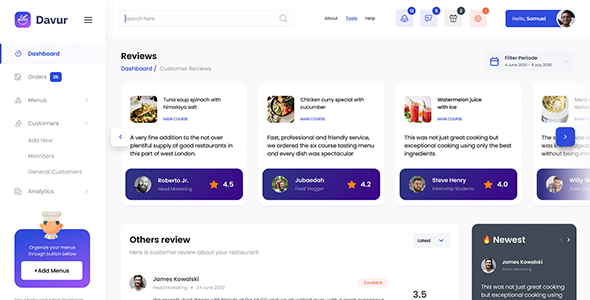 Davur - Restaurant PHP Admin Dashboard Bootstrap Template by DexignZone