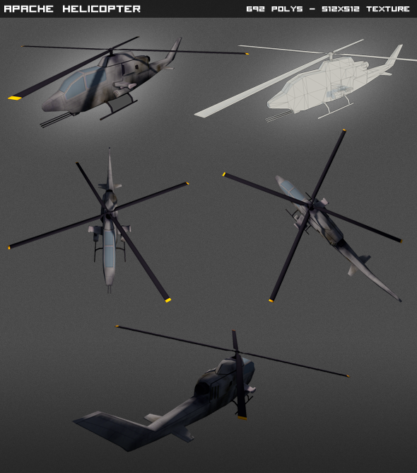 Apache Helicopter lowpoly - 3Docean 4595798