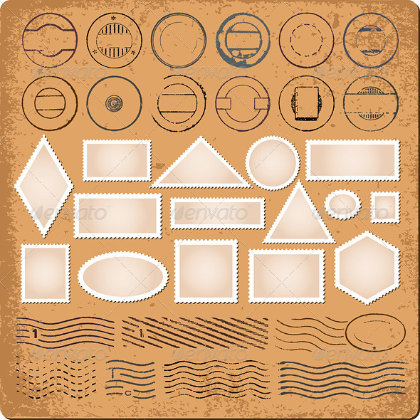 Blank Borders and Grunge Rubber Stamps Vector - Backgrounds Decorative