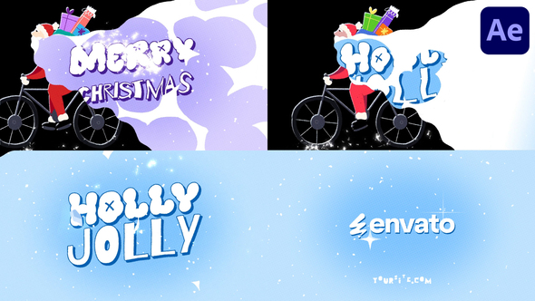 Santa On Bike Logo Opener | After Effects Openers template preview