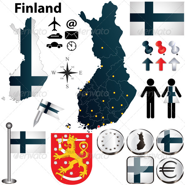 Map of Finland with Regions - Travel Conceptual