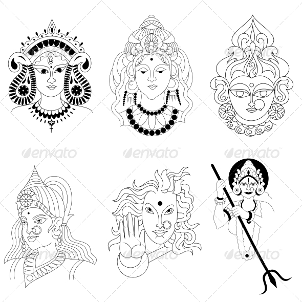 Download Hindu Goddess Religious Vector Designs Pack by vecras ...