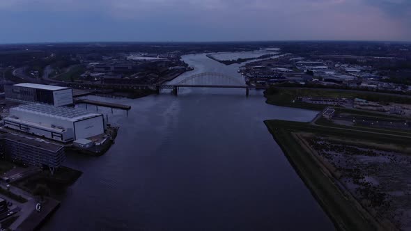Calm Waters Of Noord River At South Holland, Netherlands. aerial alt