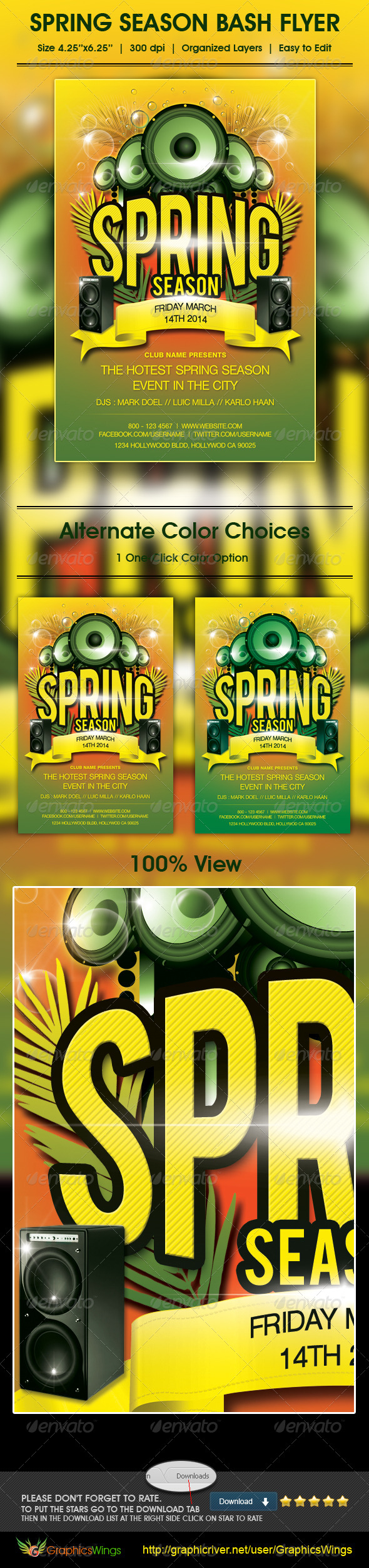 Spring Season Bash Flyer Template - Clubs & Parties Events