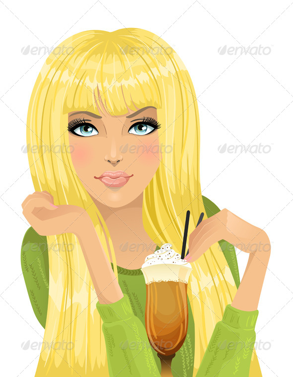 Portrait of Girl with Cocktail - People Characters
