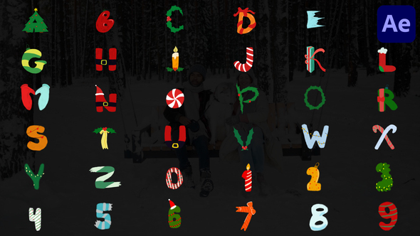 Christmas Things Font Alphabet for After Effects Elements template preview