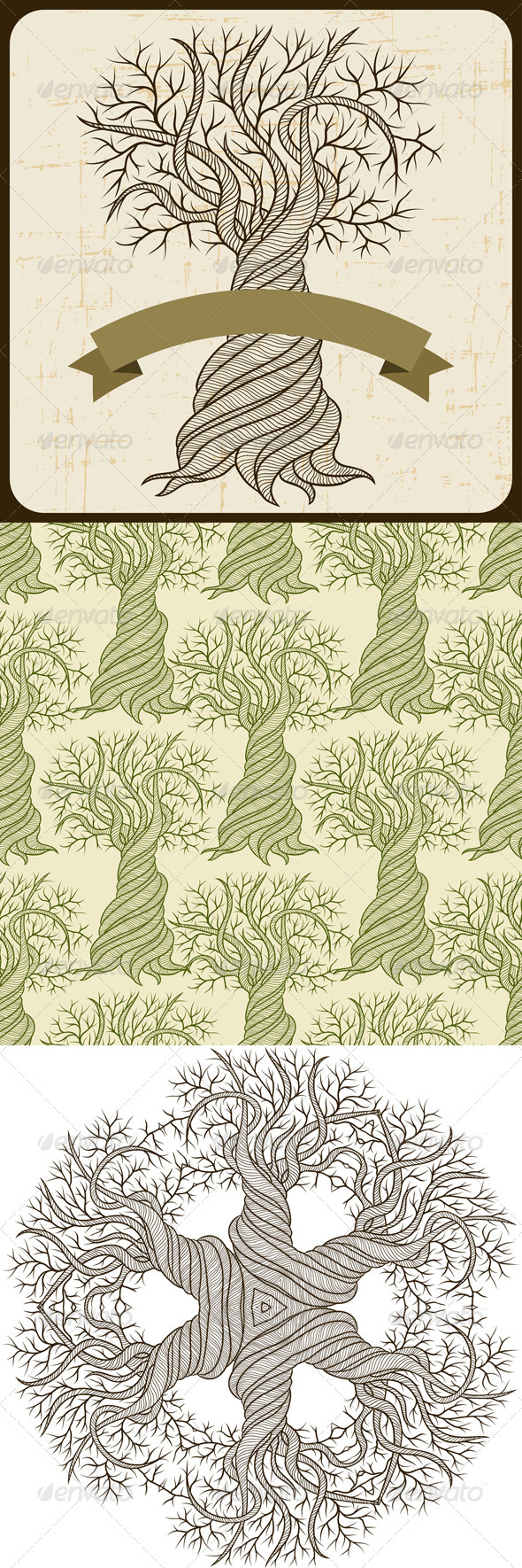 Backgrounds and seamless pattern with trees. - Flowers & Plants Nature
