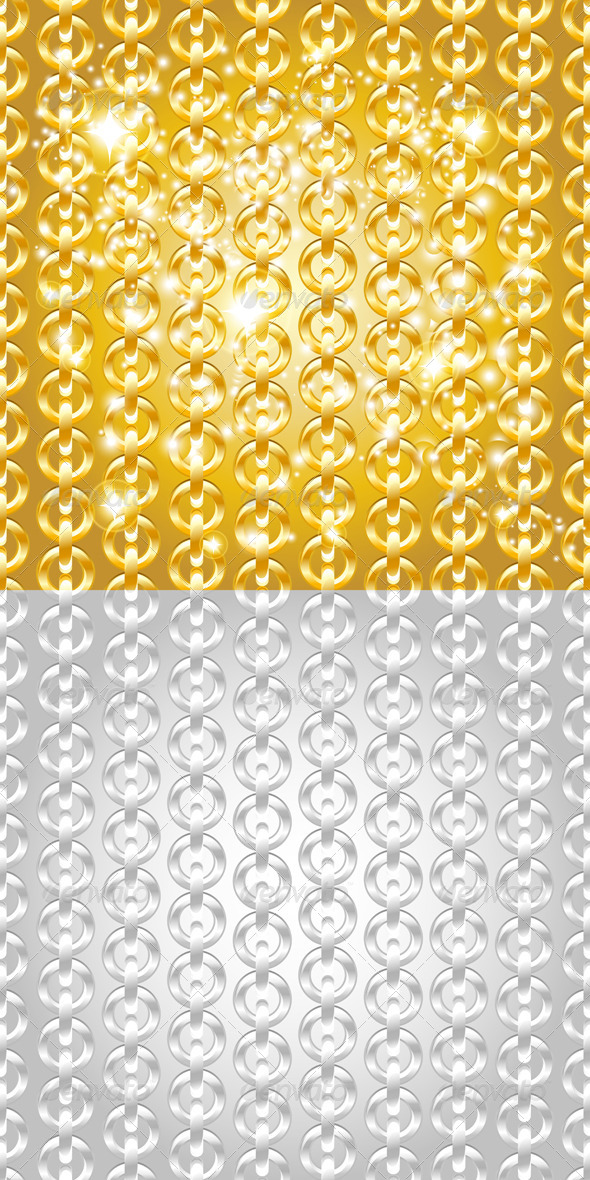 Gold and Silver Chain Seamless Abstract Patterns. - Patterns Decorative