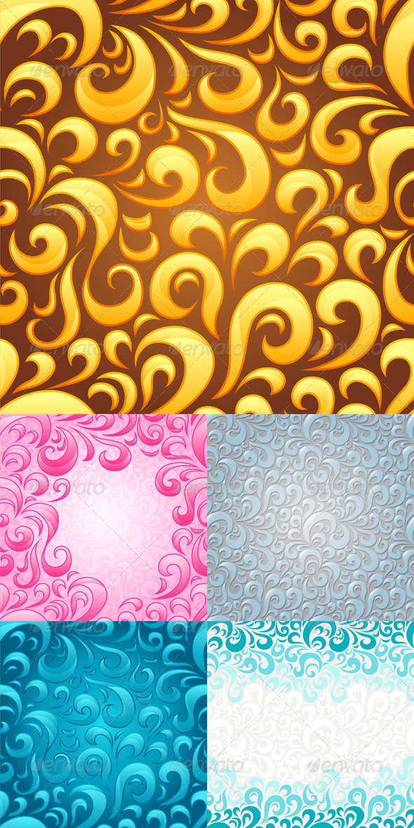 Abstract Seamless Floral Patterns. - Patterns Decorative