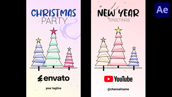 Xmas Tree Vertical Opener for After Effects Openers template preview