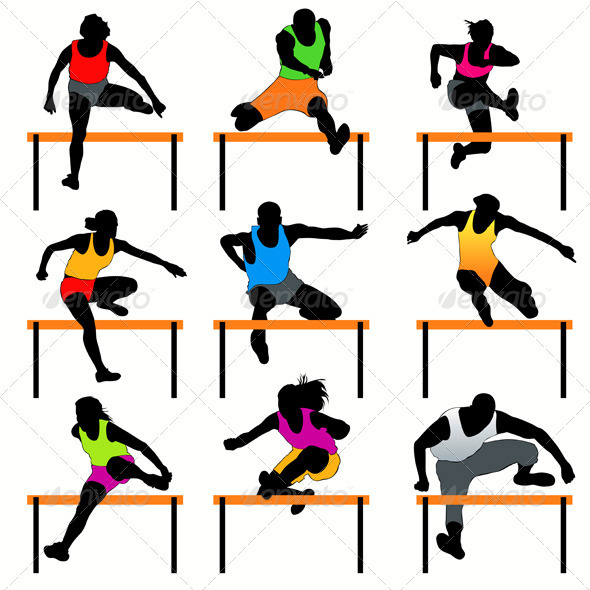 Hurdles Silhouettes Set