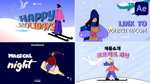 Xmas Characters Scenes | After Effects Openers template preview