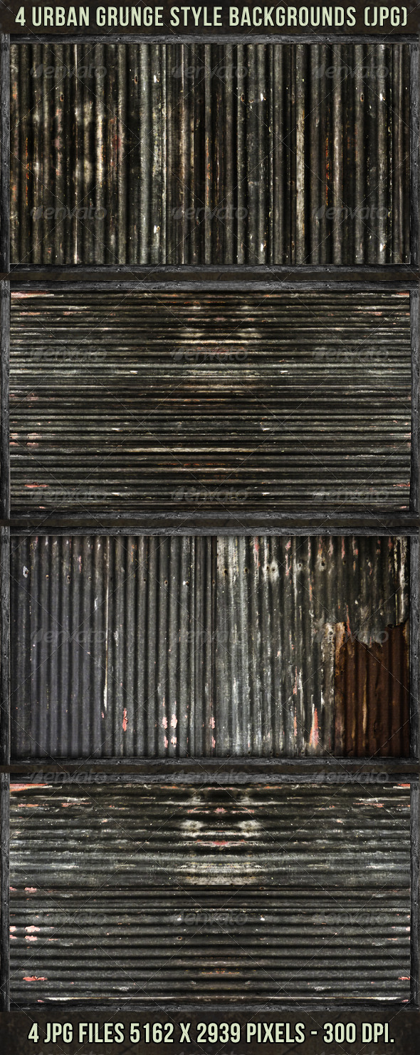 4 Urban Grunge with Wood Borders - Urban Backgrounds