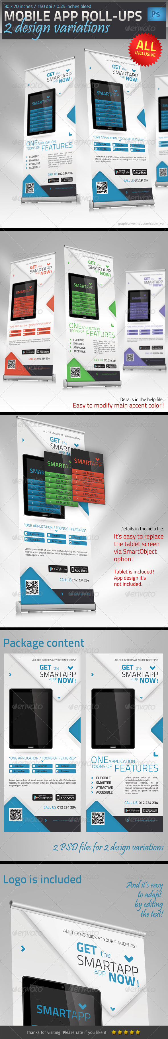 Mobile App Promotion Roll-Up Template - Signage Print Templates