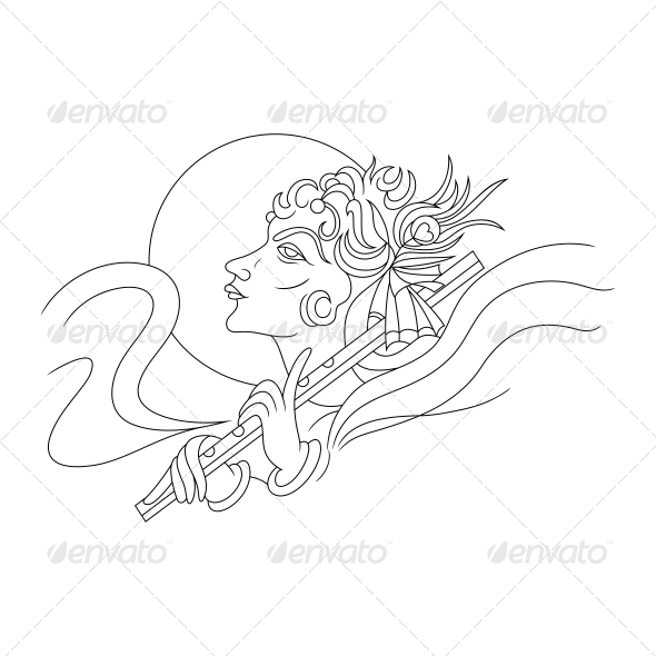 Hindu Lord Krishna Religious Vector Design - Religion Conceptual