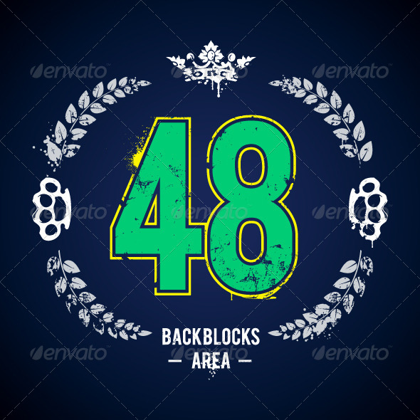 Grunge Print with Lucky Number - Vectors