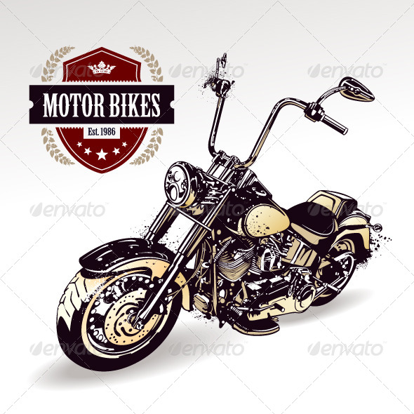 Chopper Customized Motorcycle - Vectors