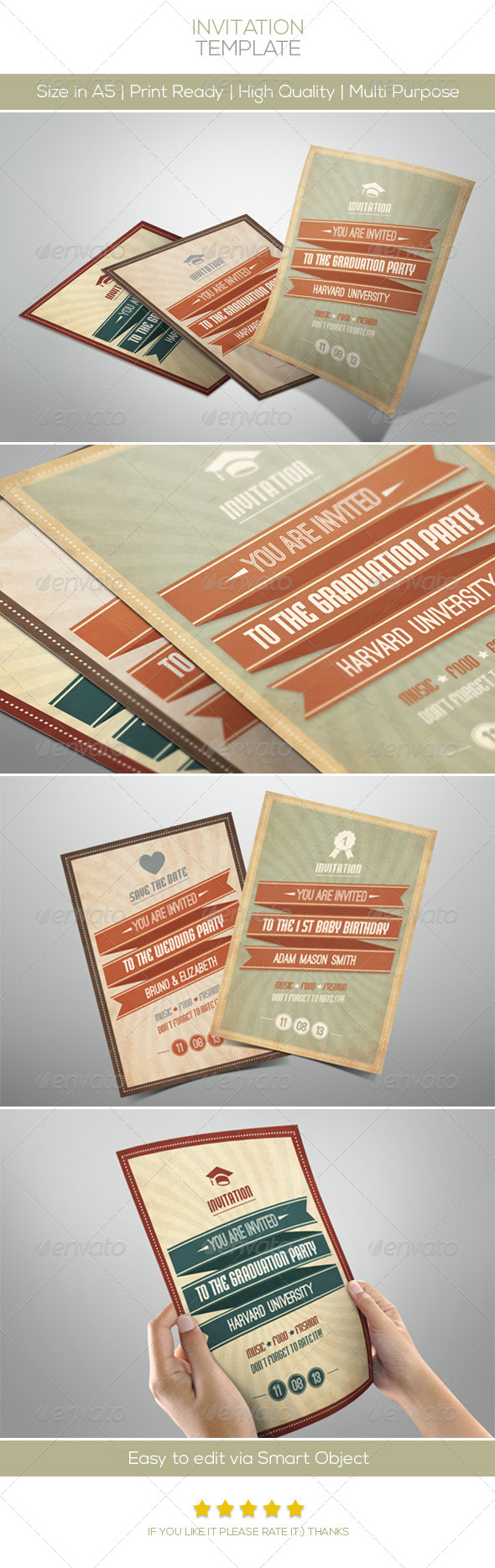 Retro Invitation - Invitations Cards & Invites