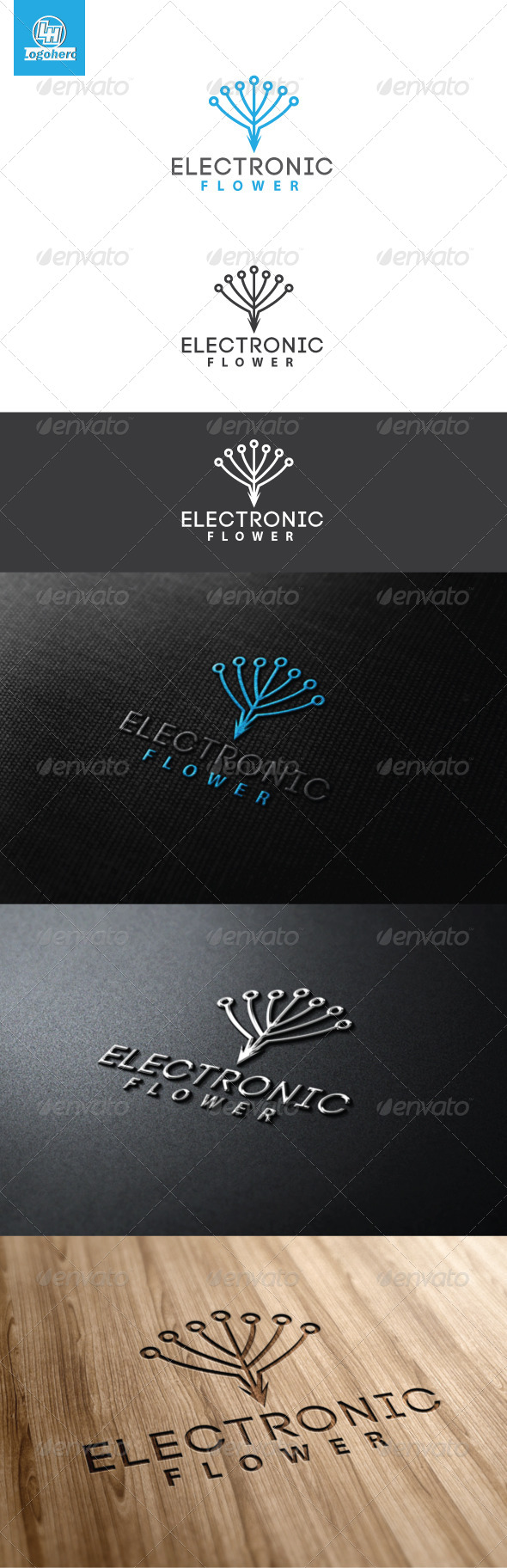 Electronic Flower Logo Template - Symbols Logo Templates