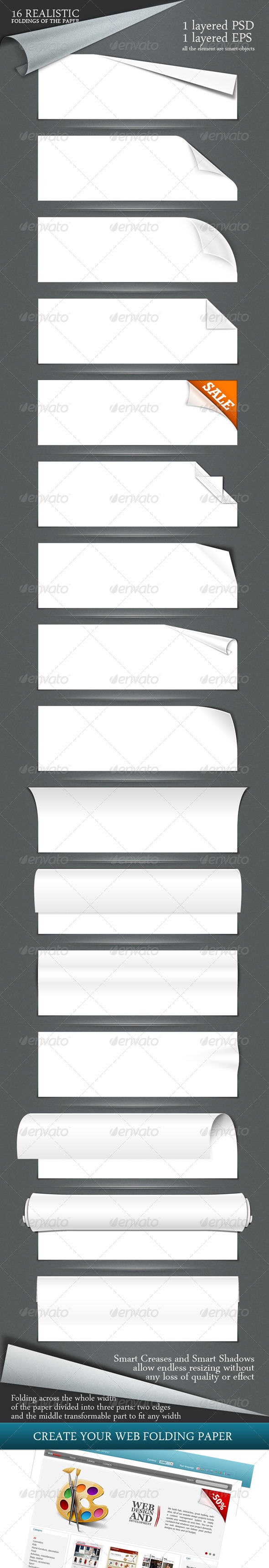 16 realistic folding of the paper PSD + EPS - Miscellaneous Web Elements