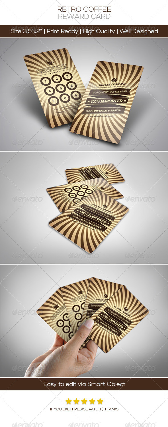 Retro Coffee Vip Card - Loyalty Cards Cards & Invites