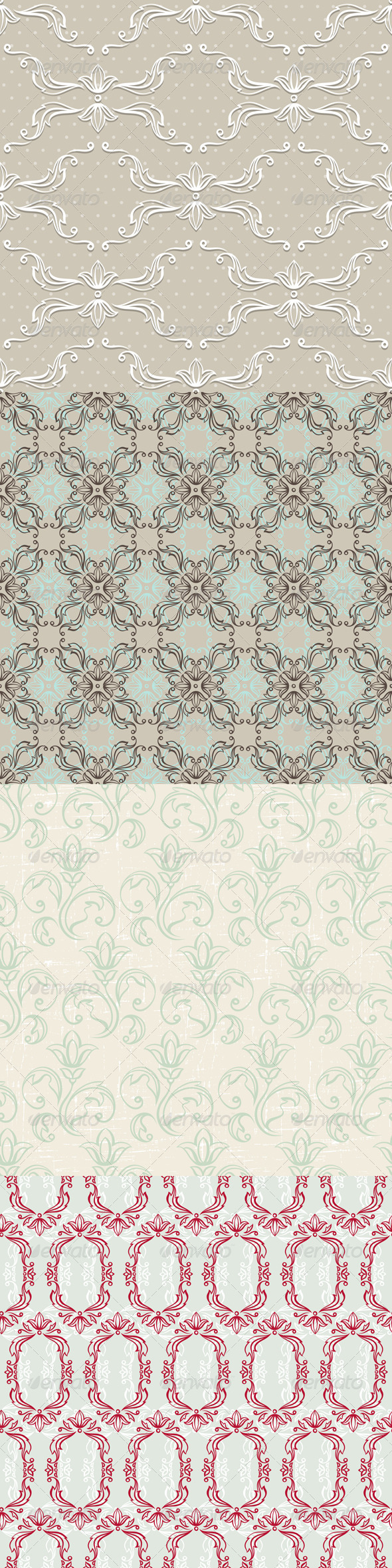 Seamless Vintage Wallpapers, Floral Patterns. - Patterns Decorative