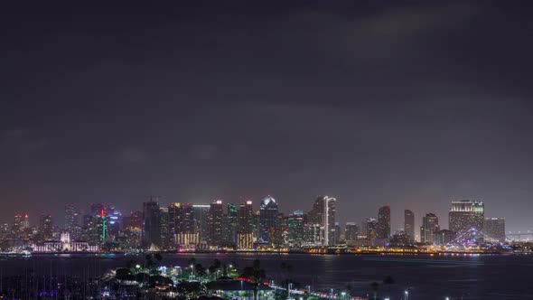 Time Lapse of the San Diego Skyline at Night alt