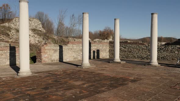GAMZIGRAD, SERBIA - DECEMBER 25, 2017 Monuments of palace Felix Romuliana built by Roman Emperor Gal alt
