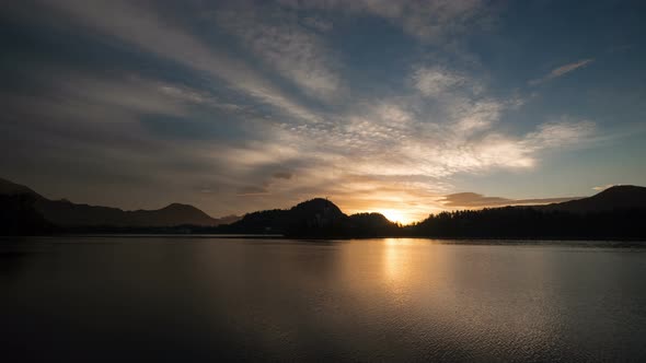 Timelapse of Bled lake at sunrise