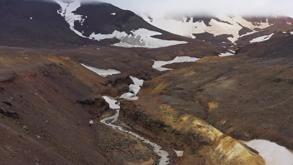 Flying Over Mountain River on Kamchatka alt