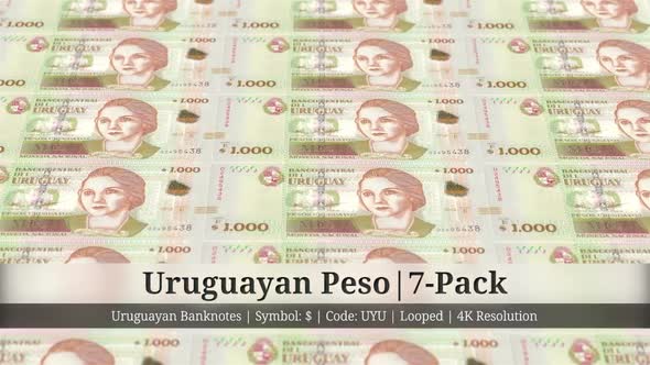 Uruguayan Peso | Uruguay Currency - 7 Pack | 4K Resolution | Looped alt
