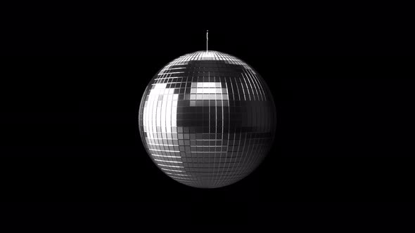 3d Shiny disco mirror ball hanging in the air against alpha channel background.Retro 80´s